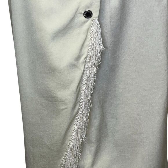 Vintage Francine Browner Midi Fringe Button Belted Wrap Skirt Cream Lt Yellow 7 - Picture 3 of 14